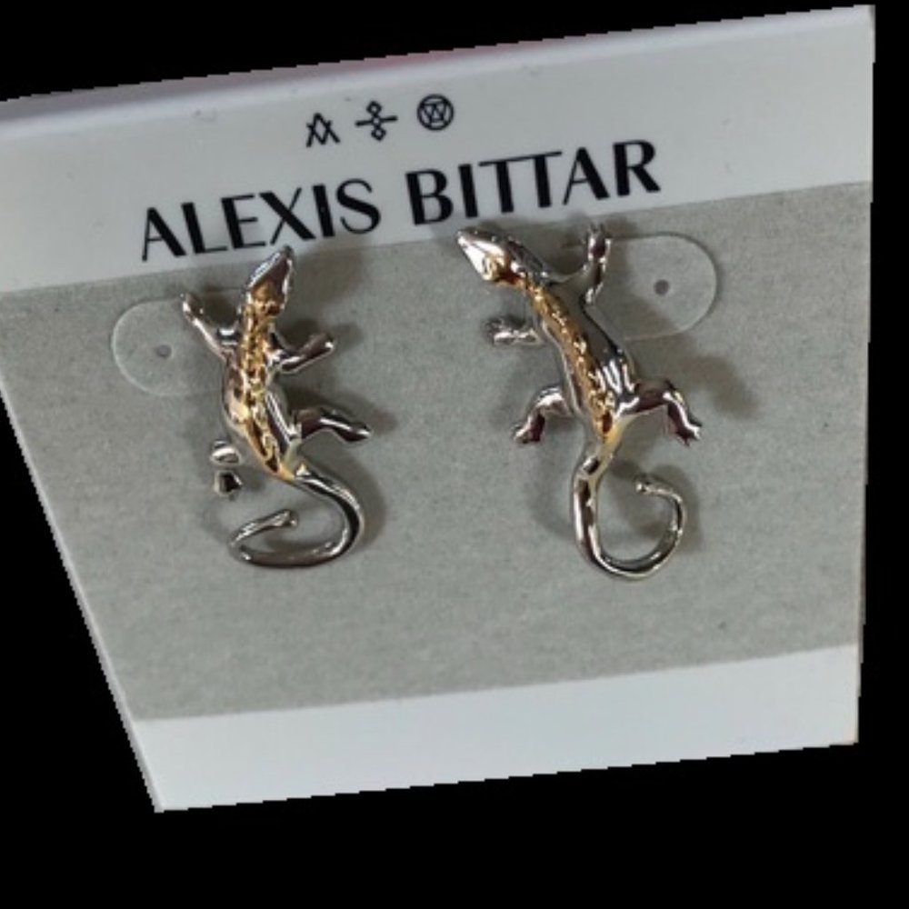Alexis Bittar Asymmetrical Silver Lizard Earrings
